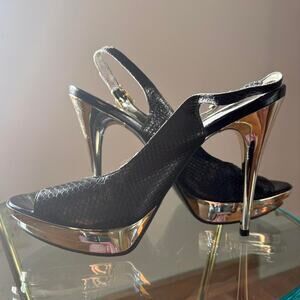 Gianni Bini Snakeskin Chrome Heels